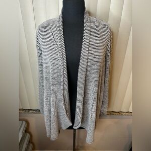 I.N. Studio Gray Cardigan Sweater Waffle Knit Draped Silhouette Size 1X